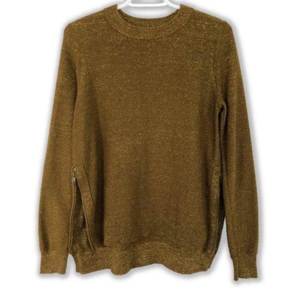 H&amp;M Conscious Gold Brown Long Sleeve Sweater with Side Zippers - Picture 1 of 6